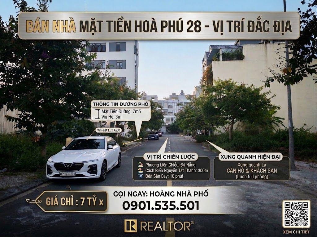Kinh Doanh Dòng Tiền-Mặt Tiền Đường 7m5 Hoà Phú 28 Phường Liên Chiểu-100m2-Ngang5m-7 Tỷ x