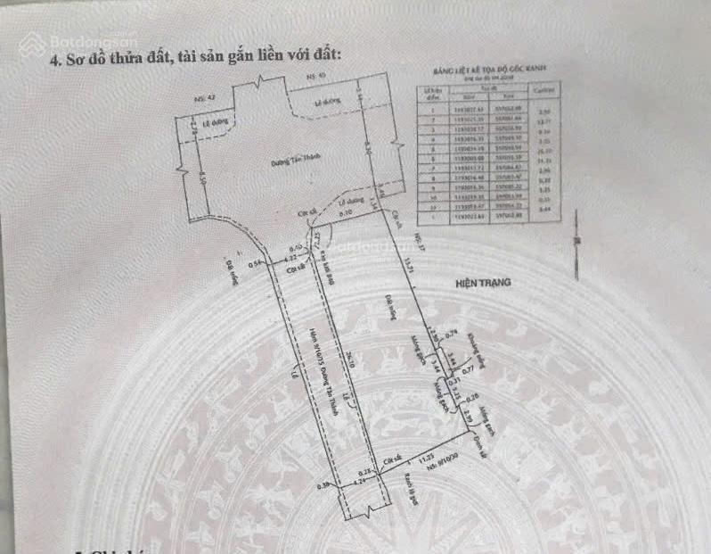 Góc 2MTKD đường Tân Thành ( gần Âu Cơ ) DT : 8.1 ( nở hậu 11.25 ) x 28m - Giá : 32tỷ TL