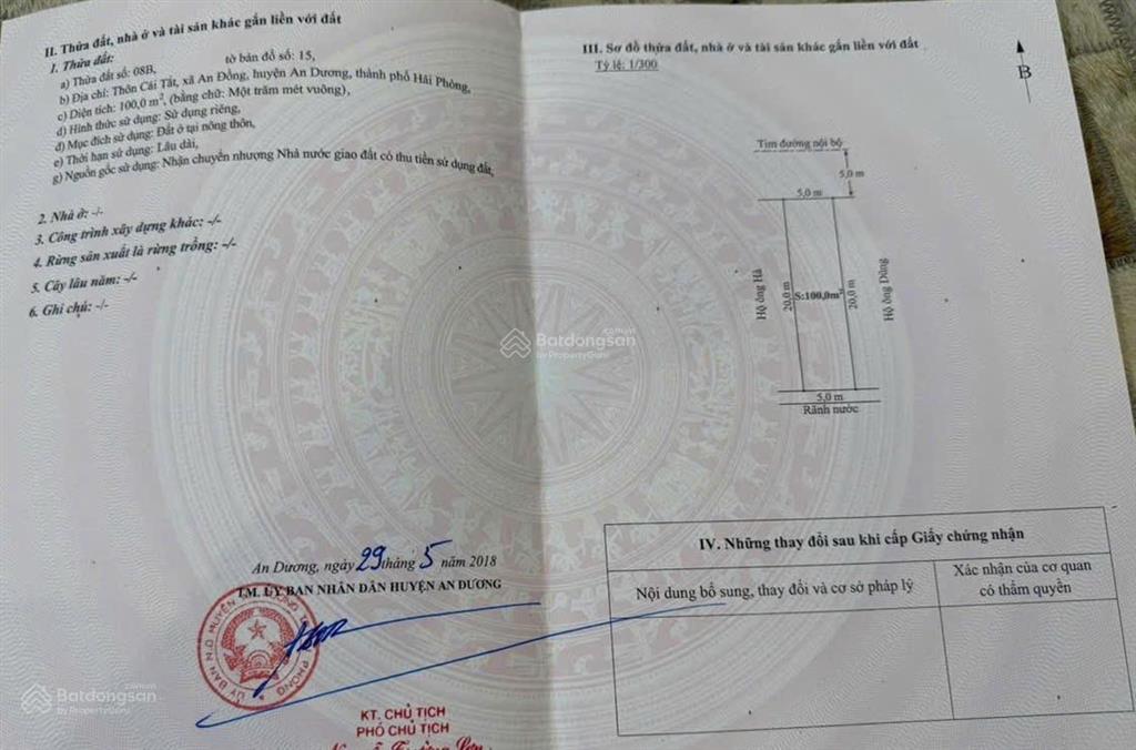 Chủ gửi bán lô đất 100m2 trong khu chapi cái tắt, an đồng, an dương giá 3,99 tỷ