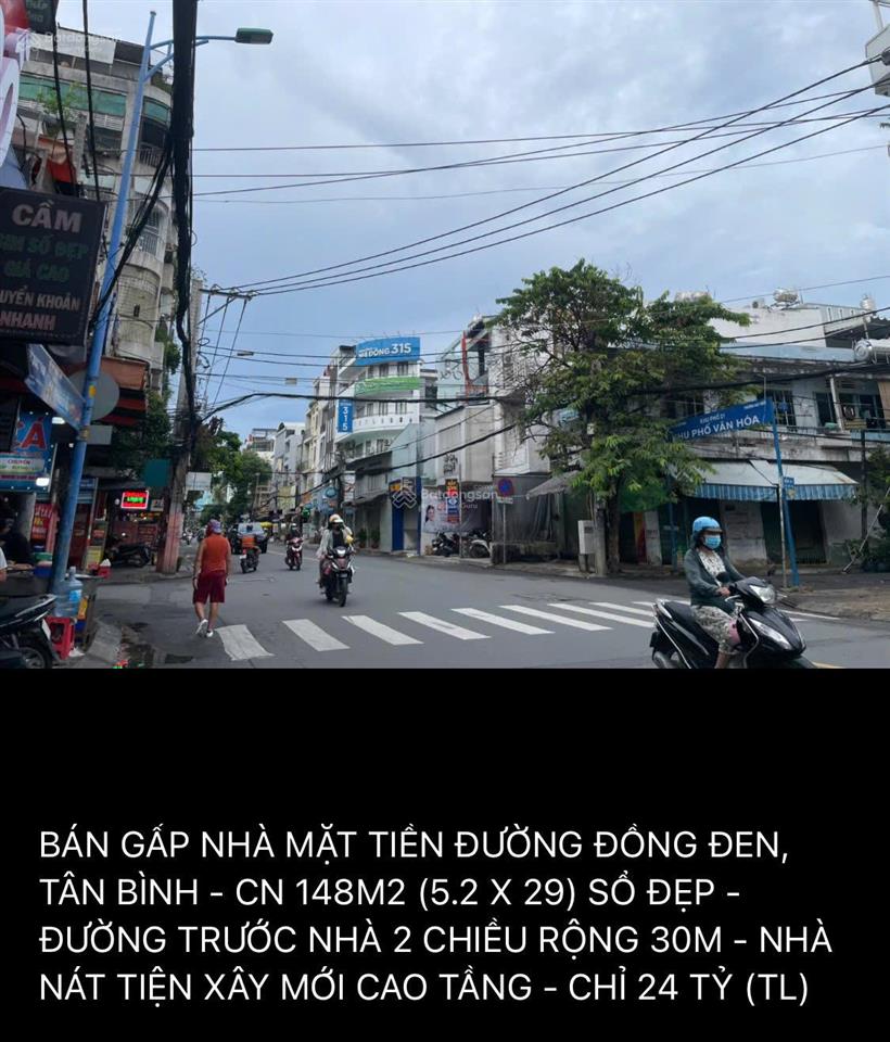 Bán gấp nhà mặt tiền đường đồng đen, tân bình  cn 148m2 (5.2 x 29) sổ vuông đẹp, không quy hoạch