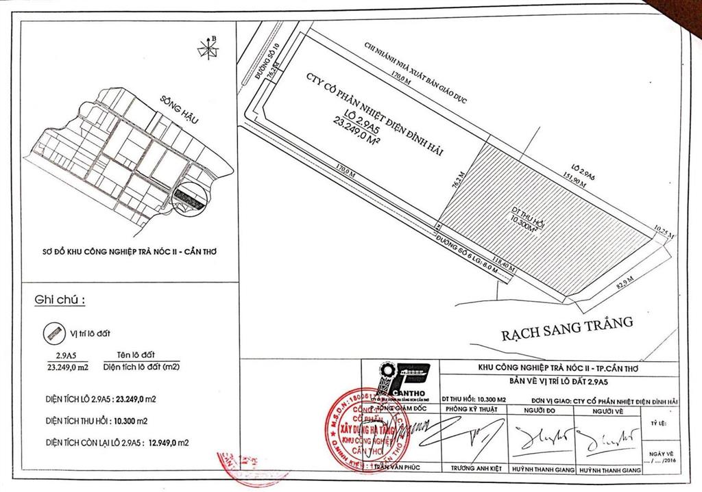 Bán toàn bộ nhà xưởng và văn phòng chuyển nhượng đất diện tích 12.949m2 quận ô môn cần thơ