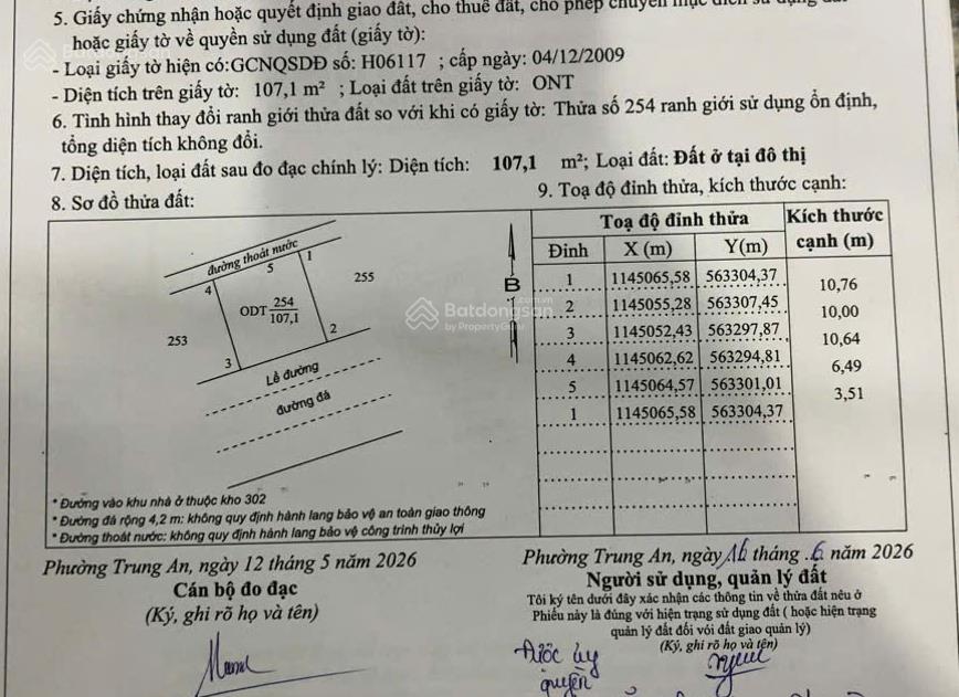Nền 107m2 vuông vức tại tp mỹ tho, tiền giang