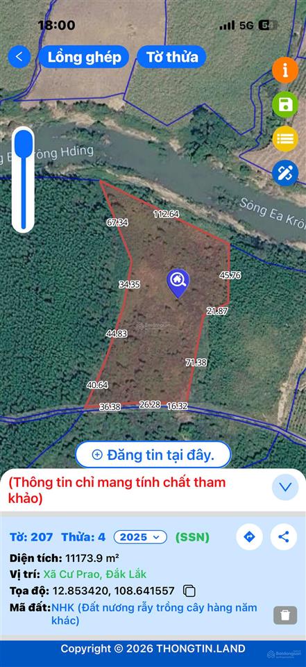 Hơn 1,1 hecta đất giáp sông lớn tại daklak