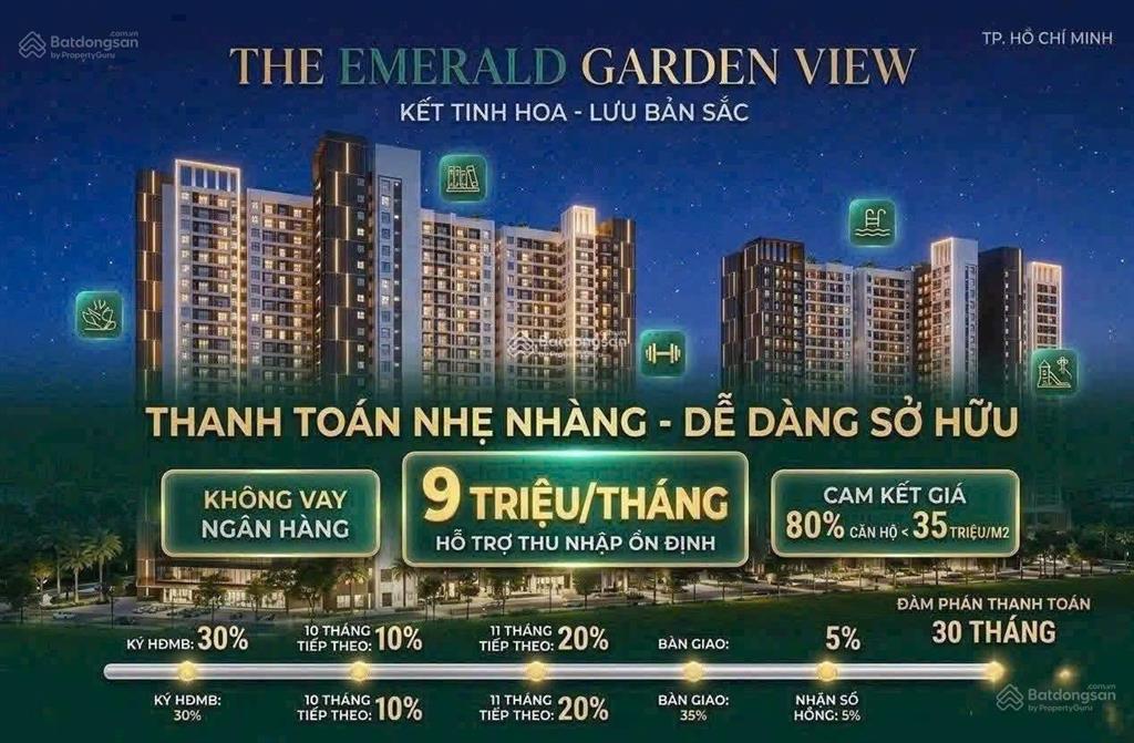 Emerald garden view  căn hộ đông bắc hồ chí minh  thanh toán 9 triệu/tháng  giá cđt