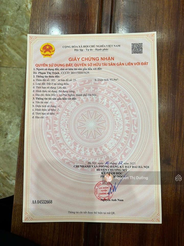 Chính chủ bán đất lô góc phú nghĩa chương mỹ 93.9m2  ô tô đỗ cửa  giá 4.2 tỷ