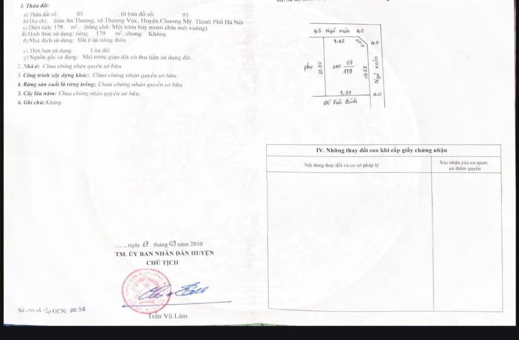 Chính chủ gửi bán đất chương mỹ  giá 18tr/m2 full thổ cư (có thể chia lô)