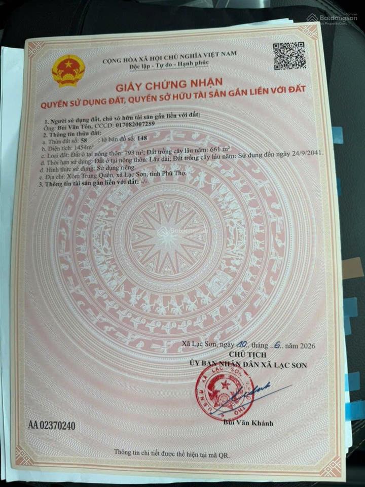 Từ 350 triệu sở hữu ngay lô đất pháp lí sạch  mặt đường ô tô, giá hiếm tại lạc sơn, phú thọ