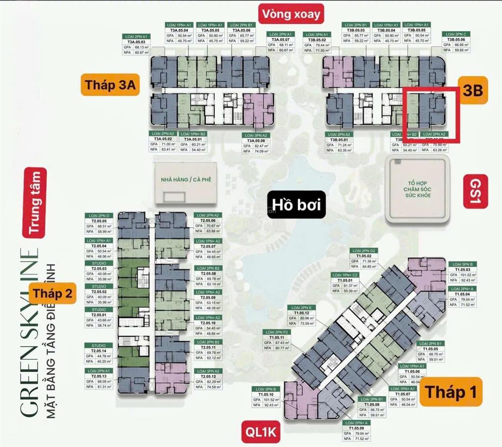 55m2  căn 1pn + đáng để đầu tư. bàn giao nội thất xịn. q4/2026 giao nhà green skyline