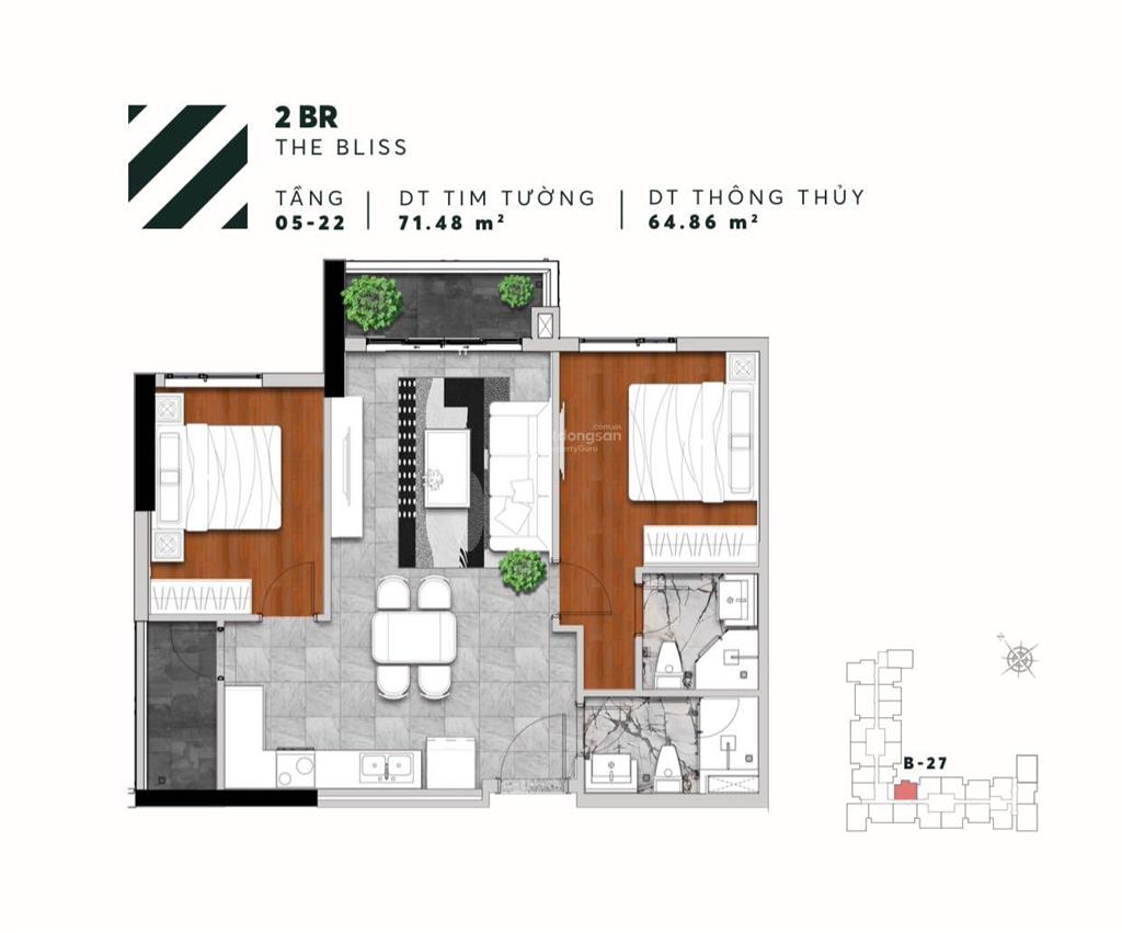 Căn 2pn  71m2 urban green. xem nhà alo em nhâm ngay. bàn giao mới 100%