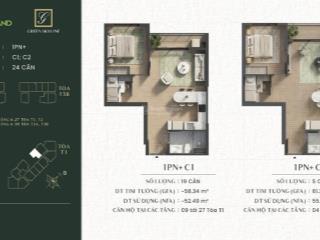 55m2  căn 1pn + đáng để đầu tư. bàn giao nội thất xịn. q4/2026 giao nhà green skyline