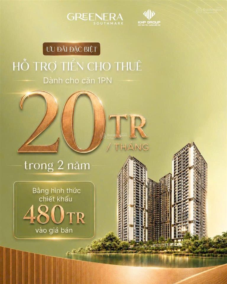 Bán căn hộ 1 ngủ greenera southmark 486 ngọc hồi 3 tỷ 739 triệu