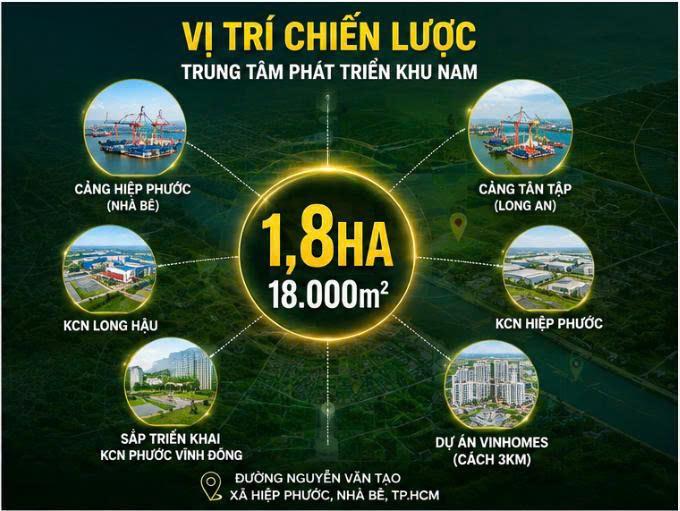Bán Gấp Đất 18.000m² Nguyễn Văn Tạo, Nhà Bè – Gần Cảng Quốc Tế – Chỉ 5 Triệu/m²