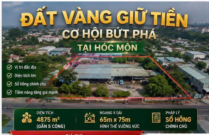 Kho xưởng 4875m2 Đặng Công Bỉnh, Xuân Thới Thượng, Hóc Môn. Bán gấp 55 tỷ!