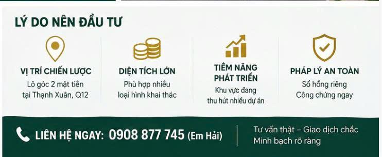 LÔ GÓC 2 MẶT TIỀN THẠNH XUÂN, Q12 – 3.900M² – GIÁ 180 TỶ TL