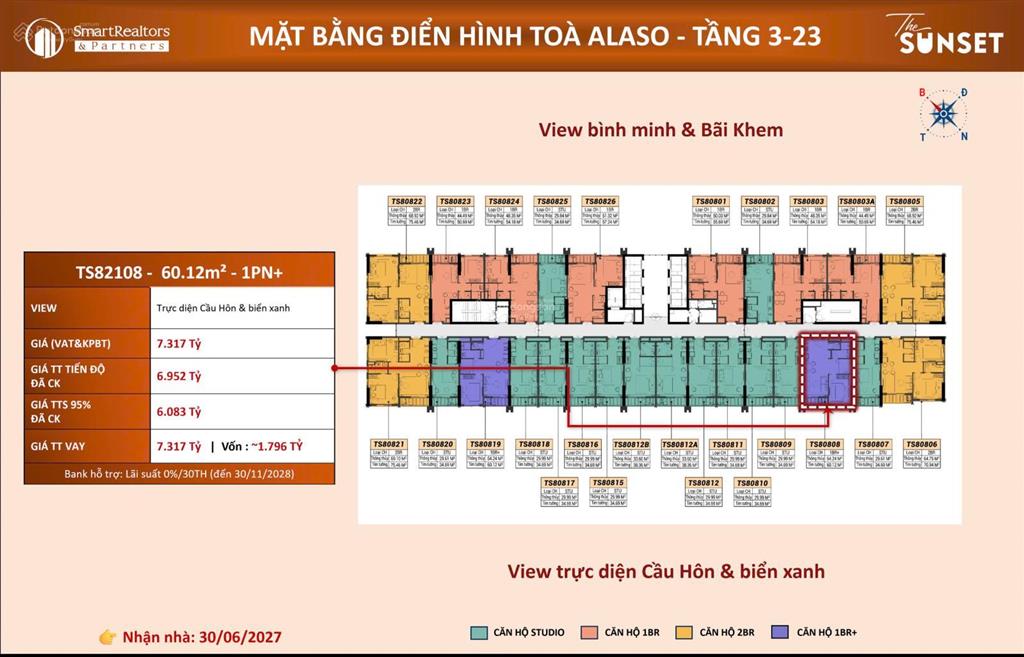 Bán căn 1pn view biển & cầu hôn, ngắm pháo hoa 365 ngày trong năm,  0936 616 ***