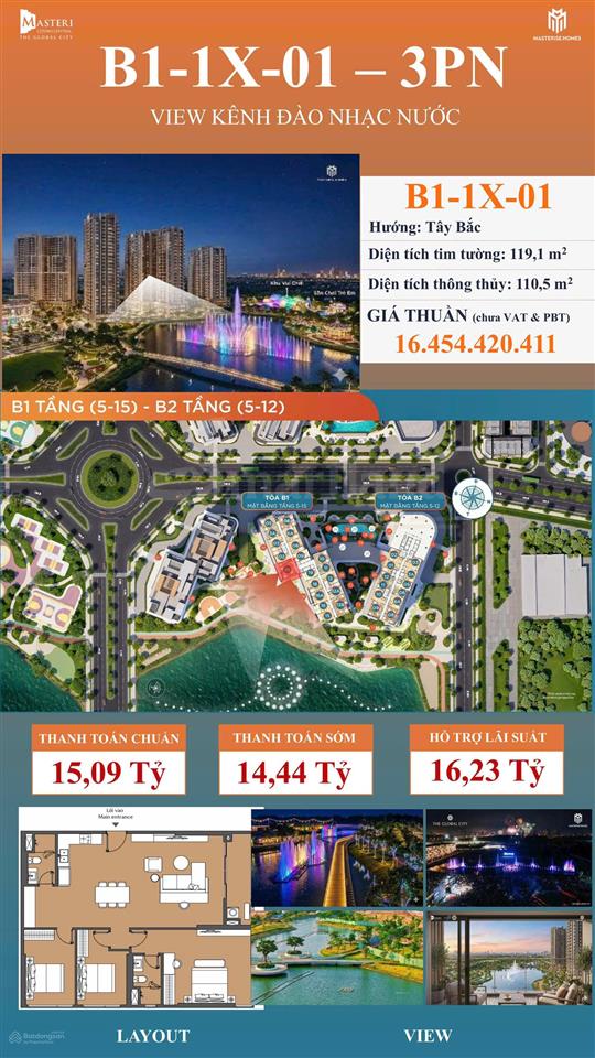 Bán căn hộ 3pn nexus zone view nhạc nước the global city an phú quận 2, 0936 616 ***