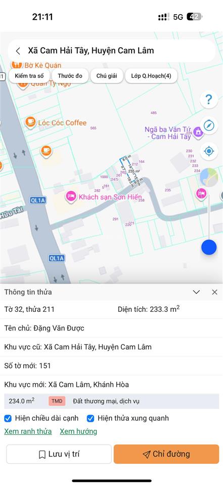 1,2 tỷ | cam hải tây | 233m² | ngang 8m