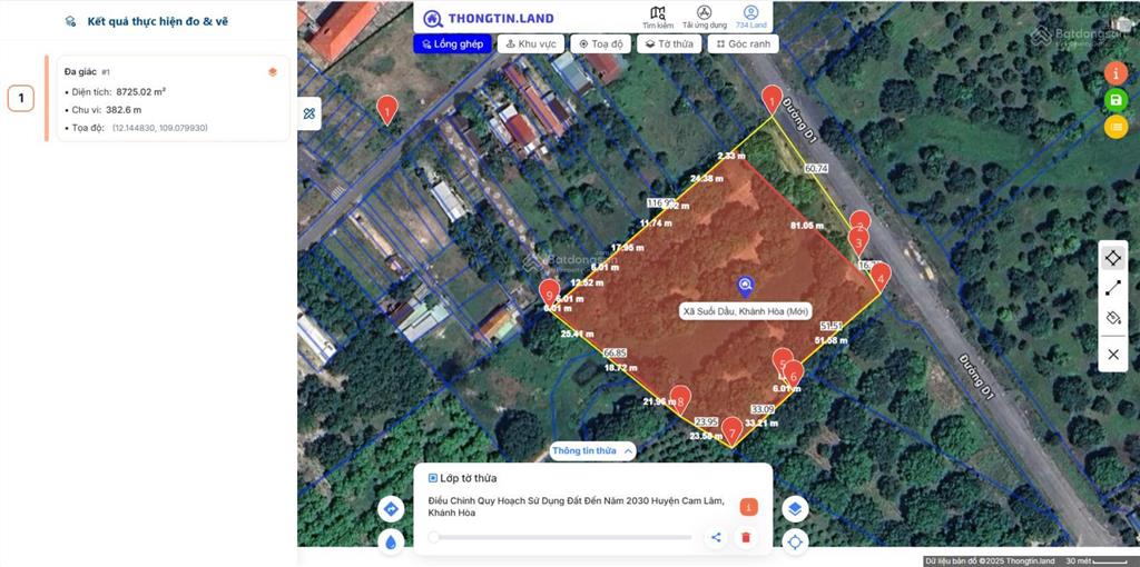 Bán đất diện tích lớn trung tâm suối tân, cam lâm
