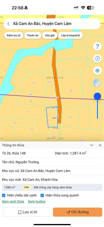 Hiền lương  cam an  1.287 m2  50 x 28  qui hoạch 2045 đất ở  giá 780 triệu/sào