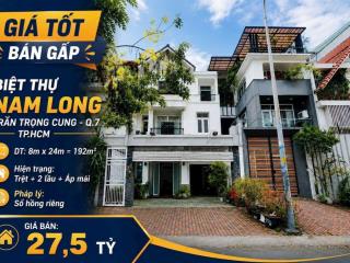 Bán biệt thự mt đường kdc nam long trần trọng cung q7 8x24m trệt 2l áp mái giá 27,5ty tl