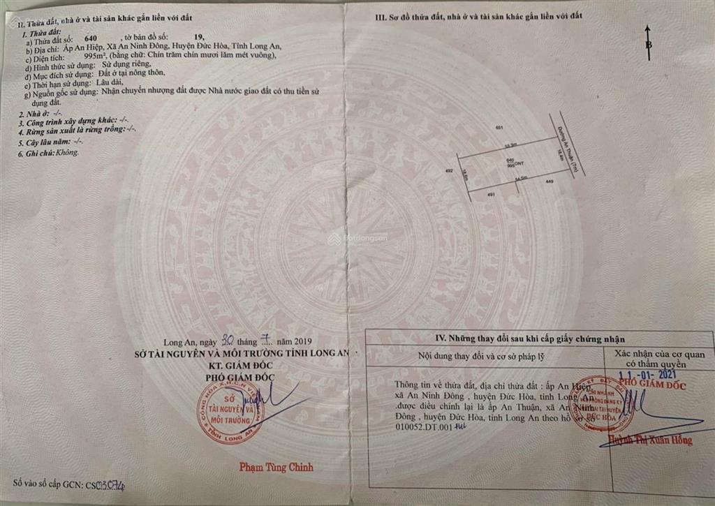 Mt đường nhựa an thuận 995m2 tại an ninh đông, đức hòa, long an, giá tốt 6.5 tỷ