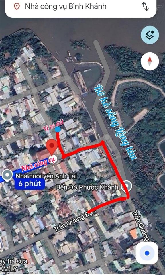Chính chủ, bán đất bình khánh, đường trần quang đạo, cần giờ, dt 275m2, có 224m2 tc, view sông