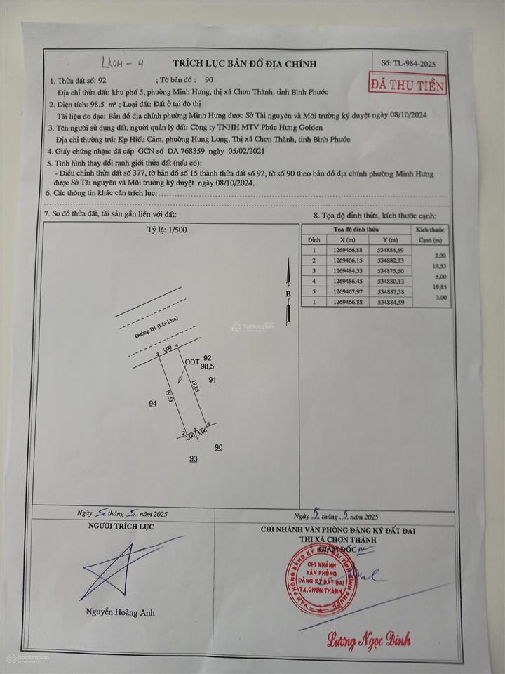 Bán gấp đất nền dự án tại khu đô thị phúc hưng golden, 1,35 tỷ, 98,5 m2