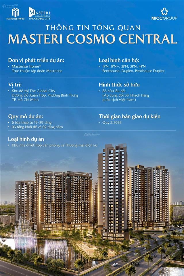 Bán căn hộ 3pn masterise cosmo central 98m view nhạc nước & đường liên phường | chỉ 12.334 tỷ (đã