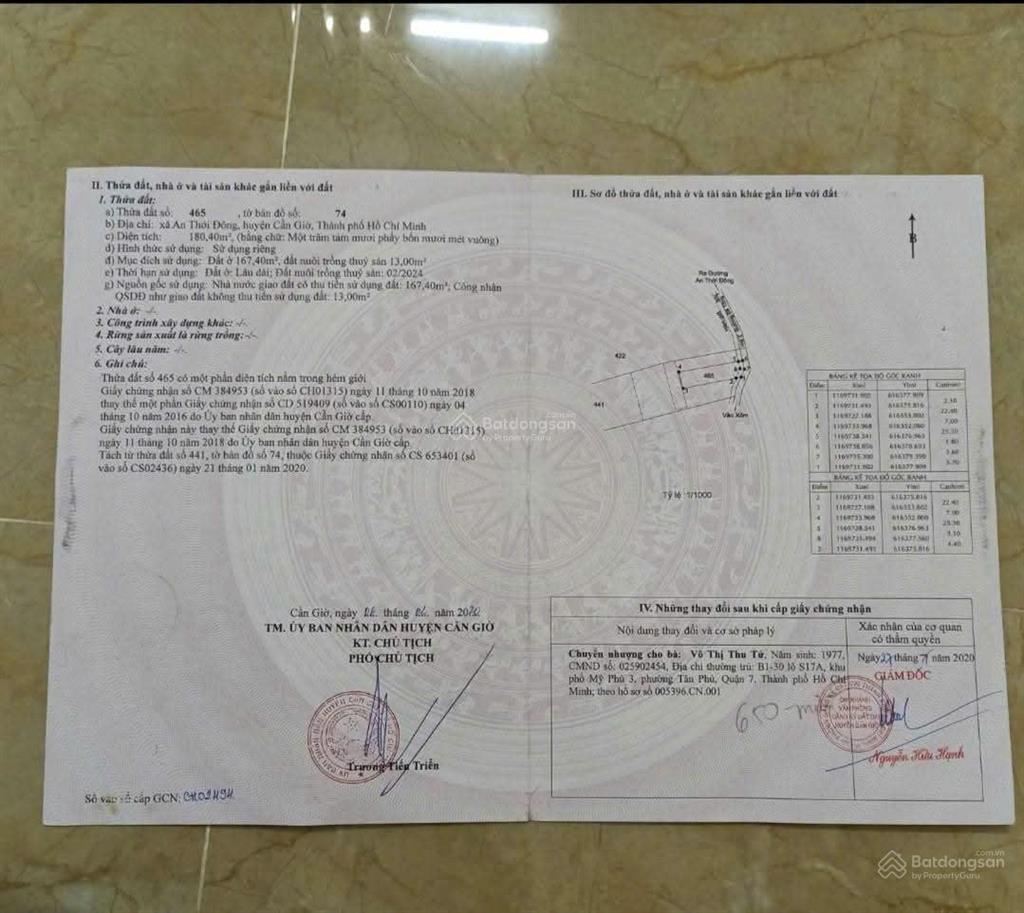 Bán đất thổ cư trung tâm xã an thới đông huyện cần giờ tphcm