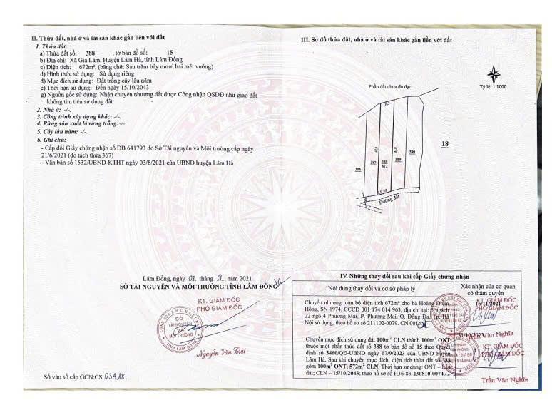 Bán lô đất gia lâm, diện tích 647m (có 100m thổ cư). sổ sẵn công chứng ngay.  0938 929 ***