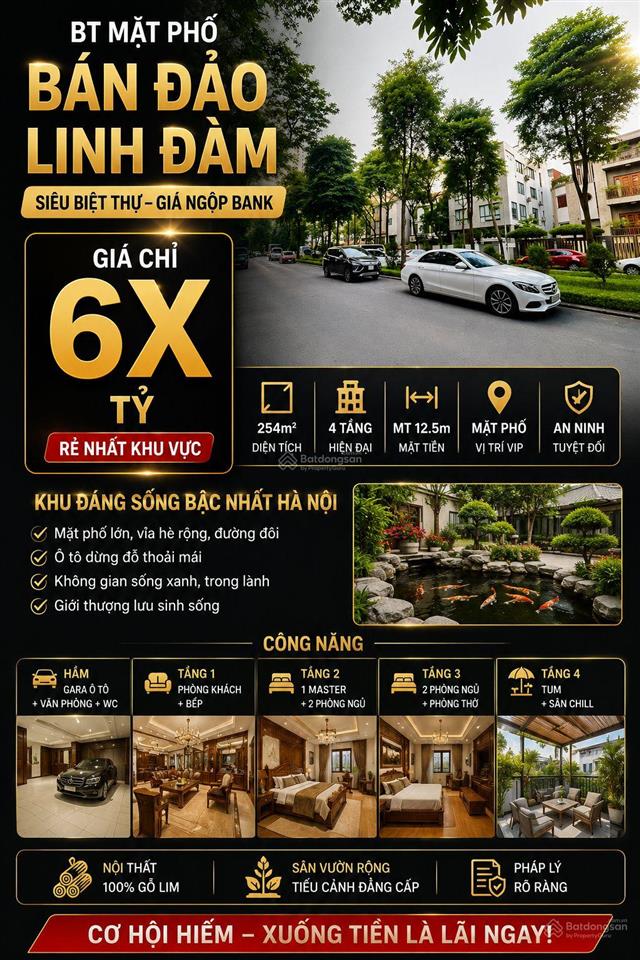 Biệt thự linh đàm, mặt đường đôi, chỉ 256tr/m  quá rẻ, vị trí vip nhất kdt