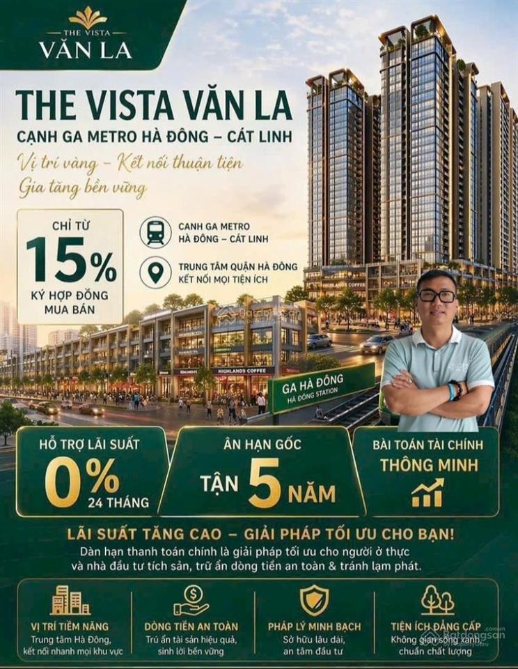 Chỉ cần 850 triệu  sở hữu ngay căn 2pn dt 63m2 the vista văn la  trung tâm hà đông