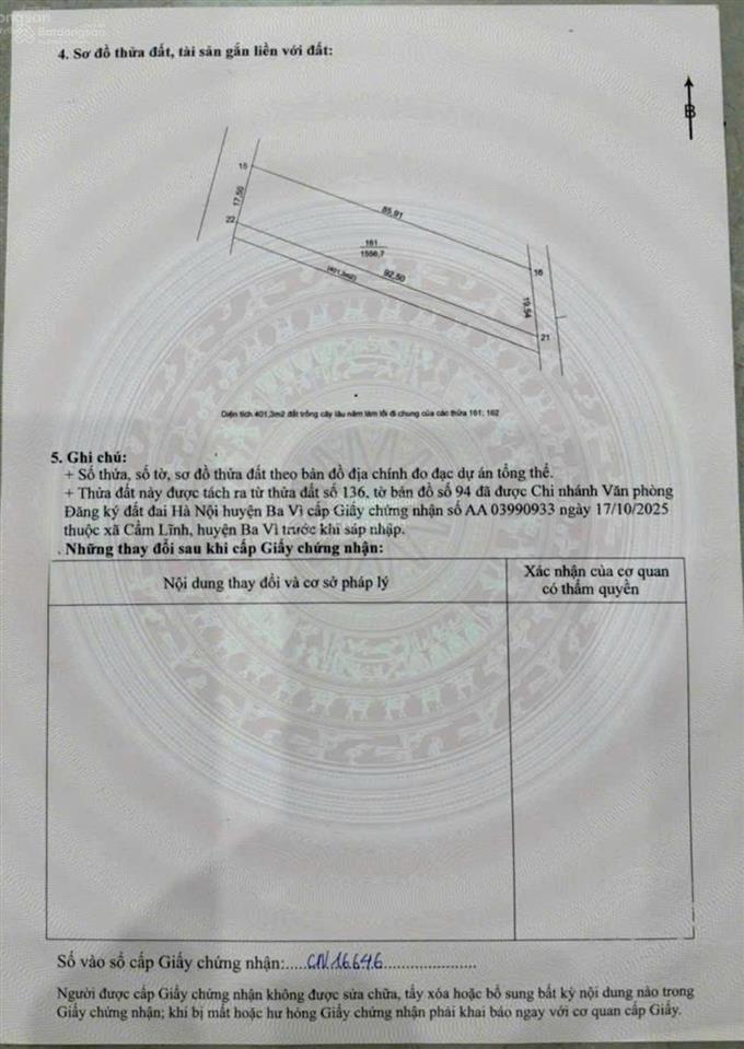 Chính chủ bán nhanh lô đất liền kề full thổ cư 3 mặt tiền trung tâm bất bạt  ba vì