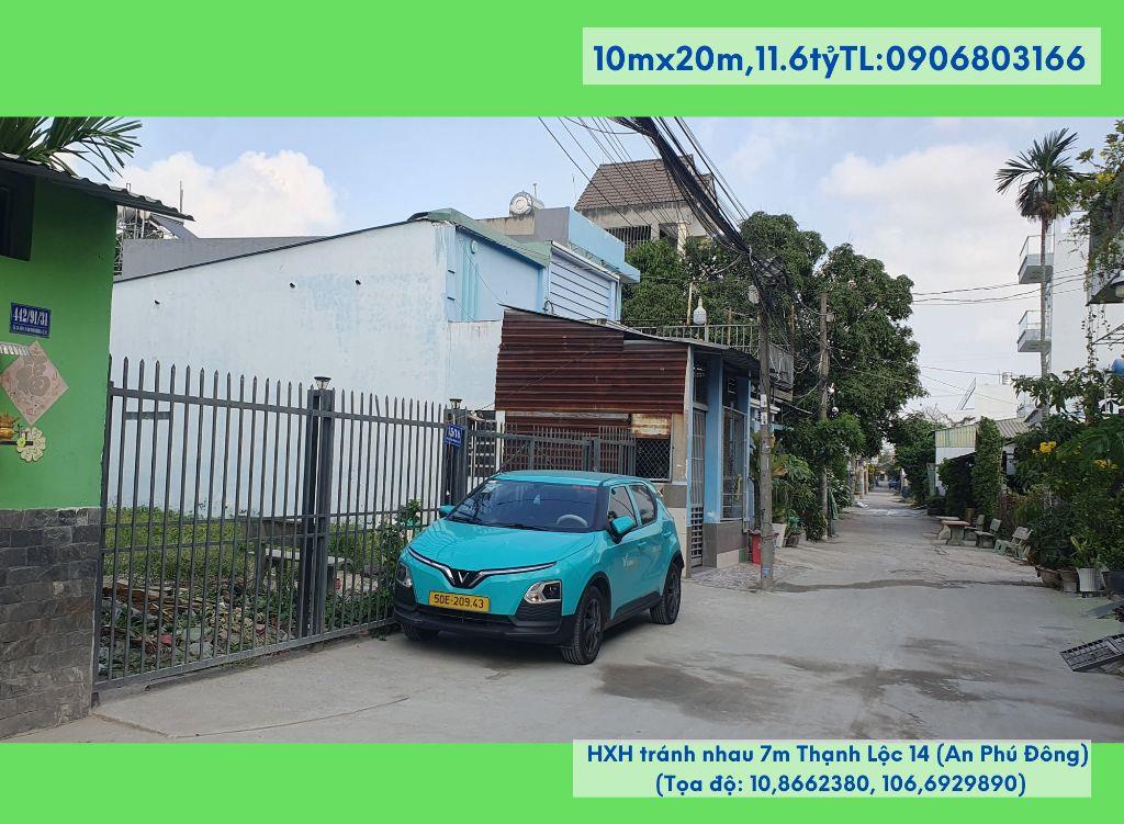 Bán đất chính chủ,10x20m,HXH tránh nhau 7m Thạnh Lộc 14-15(An Phú Đông)