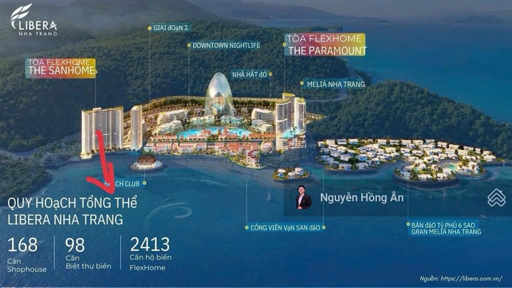 Bán căn studio cặp tòa the sanhome  libera nha trang, view biển, 25,7m2, giá tốt nhất thị trường