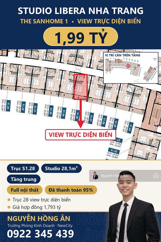 Bán căn hộ the sanhome libera nha trang full nội thất, studio 1pn 2pn view biển, giá từ 1,55 tỷ