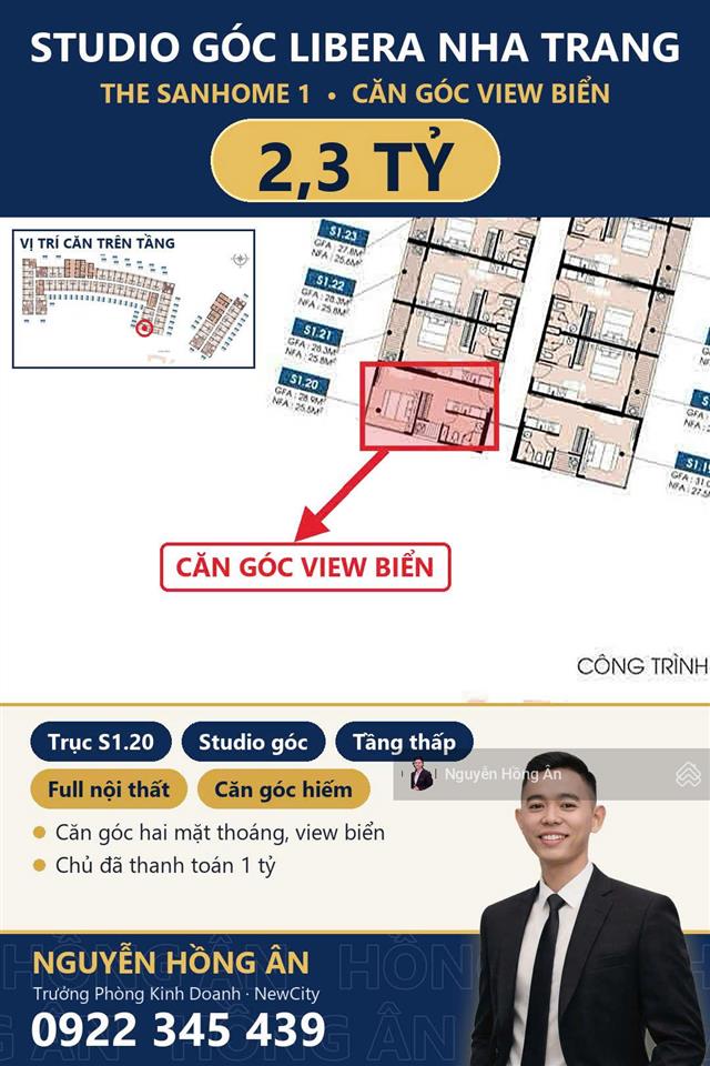 Bán căn hộ the sanhome libera nha trang full nội thất, studio 1pn 2pn view biển, giá từ 1,55 tỷ