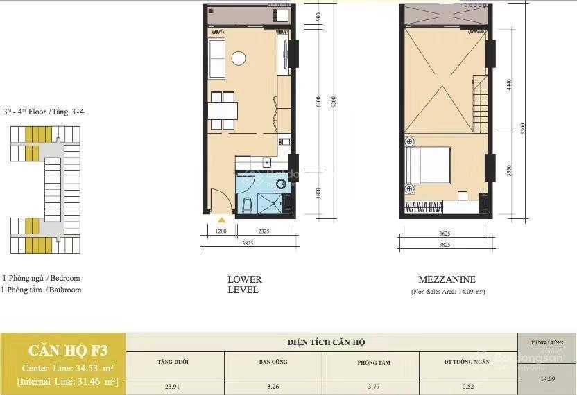 Sky 9  officetel  1pn+ dt 52m  full nội thất  view đông  tầng cao  cho thuê 6,5tr/tháng