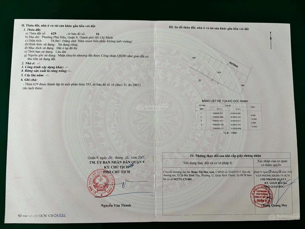 Hàng cực kỳ ngộp hẻm 66 dự án 3300, 1 xẹt bưng ông thoàn  54m2 (thị trường 4.9 tỷ) chủ bán 3.9 tỷ