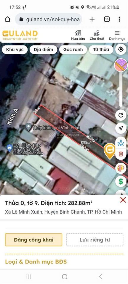 Bán đất riêng 289m2 mặt tiền chính chủ