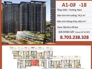 Bán căn 2pn the global city giá tốt nhất thị trường, tháp a1 74.5m2 thanh toán đến 2028 giá 8,704tỷ