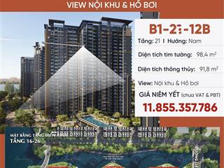 Bán căn 3pn góc the global city giá tốt nhất thị trường, 98.4m2 thanh toán đến 2028 giá 11,86 tỷ