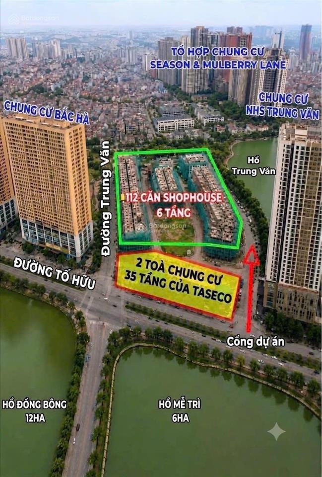 Nhà phố xây 6 tầng mặt hồ trung văn diện tích 105m2 giá dự kiến ~ 56 tỷ