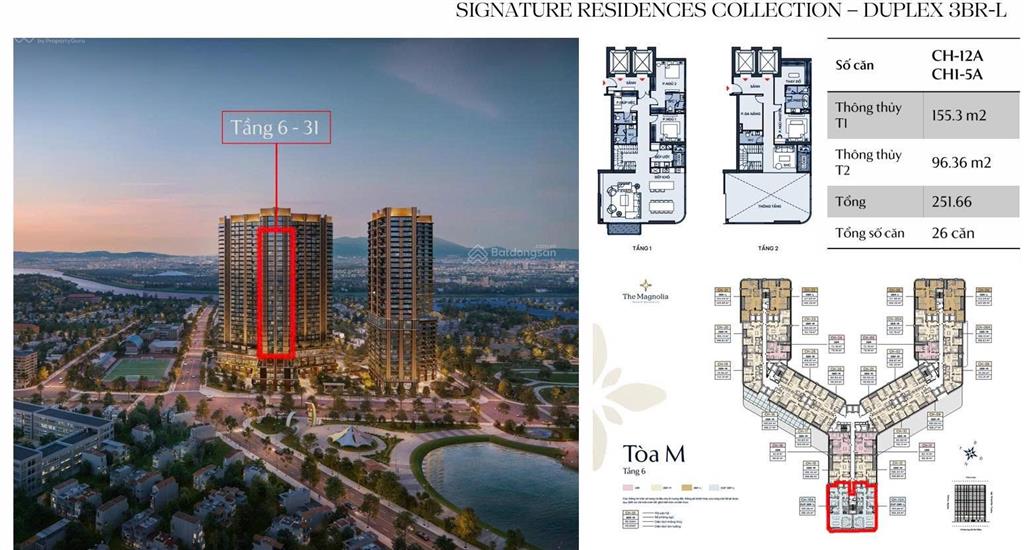 Bán căn duplex siêu vip 3pn. có thể làm 5pn tại magnolia long biên hn giá chỉ từ 26 tỷ