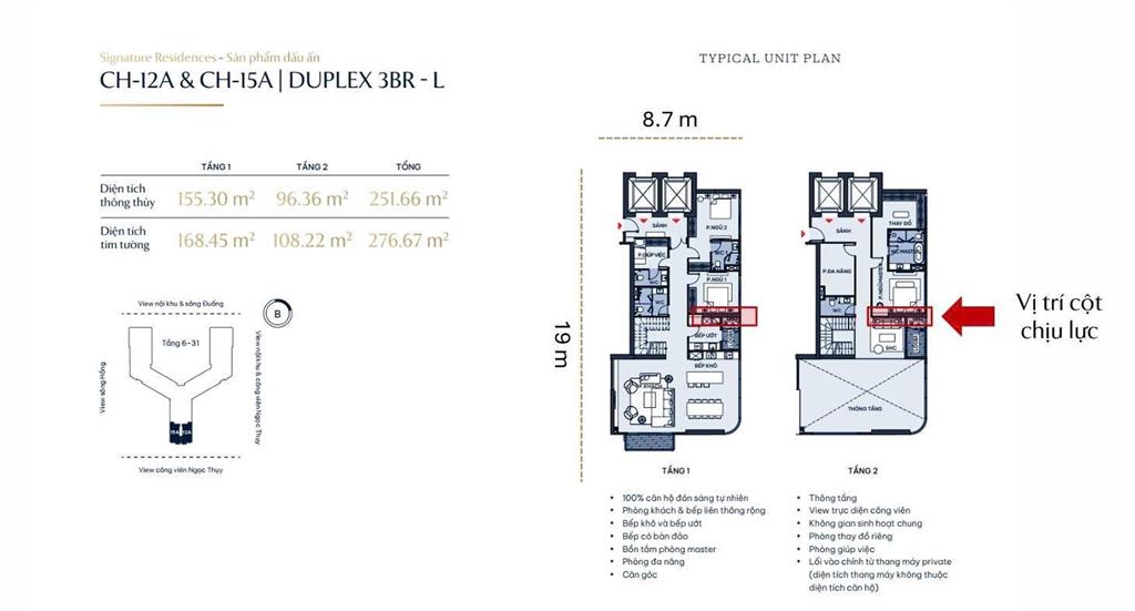 Bán căn duplex siêu vip 3pn. có thể làm 5pn tại magnolia long biên hn giá chỉ từ 26 tỷ