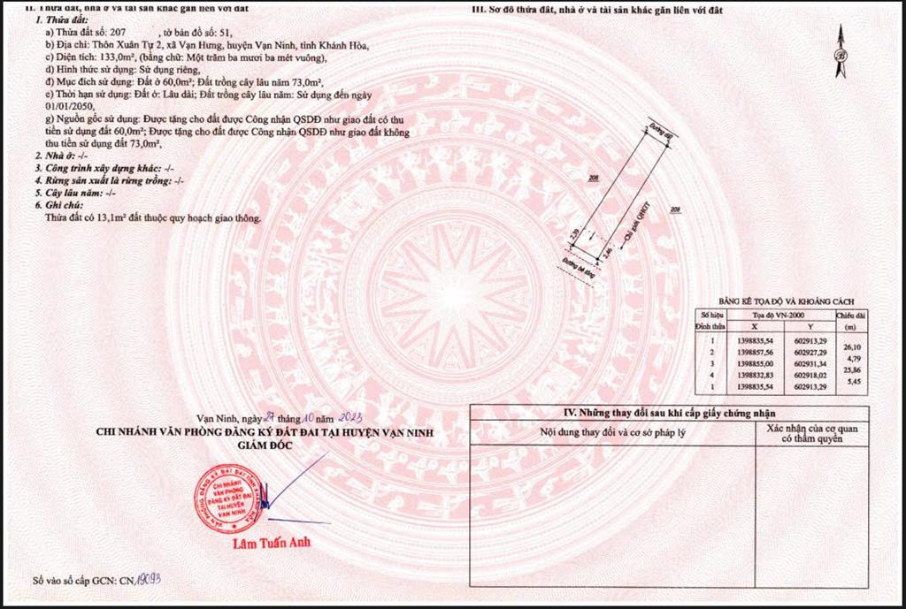 Chủ muốn bán lô đất 2 mặt tiền, gia 18,5tr/m, thôn xuân tự 2, vạn ninh, khánh hòa
