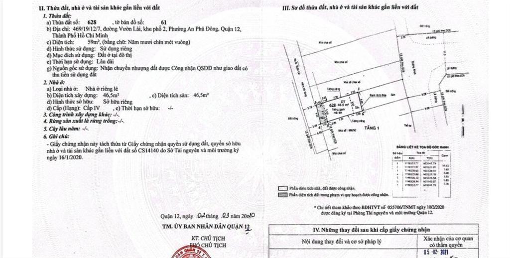 Bán đất 59m2 vườn lài (gần đường ven sông vàm thuật view bình thạnh)