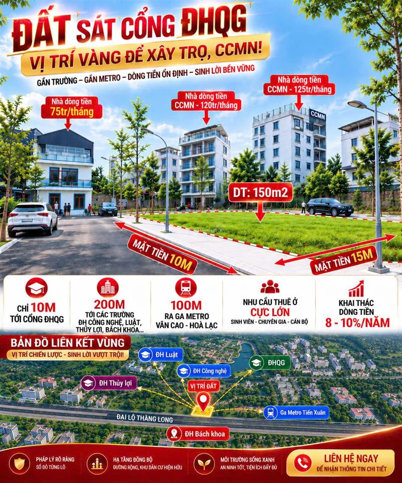 60tr/m2  150m đất dòng tiền dự kiến đến 120tr/tháng