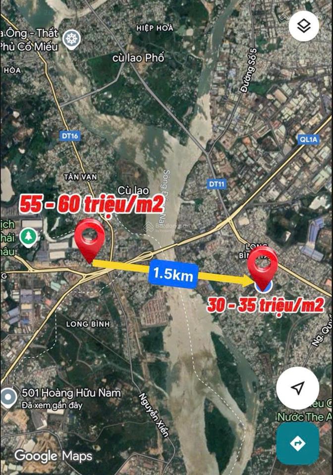 Đất thổ cư trung tâm biên hòa gần ql51, ngã 3 vũng tàu sát tp. hcm