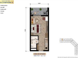 Duy nhất căn studio tầng trung, bc đông nam view trực diện công viên 5000k ha, dòng tiền 25tr/tháng